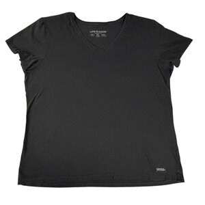 Life is Good Womens XL Black Crusher-Lite V-Neck Short Sleeve T-Shirt Solid Logo